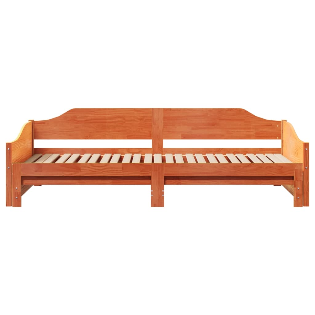 vidaXL Daybed with Trundle without Mattress Wax Brown 90x190 cm Solid Wood 6