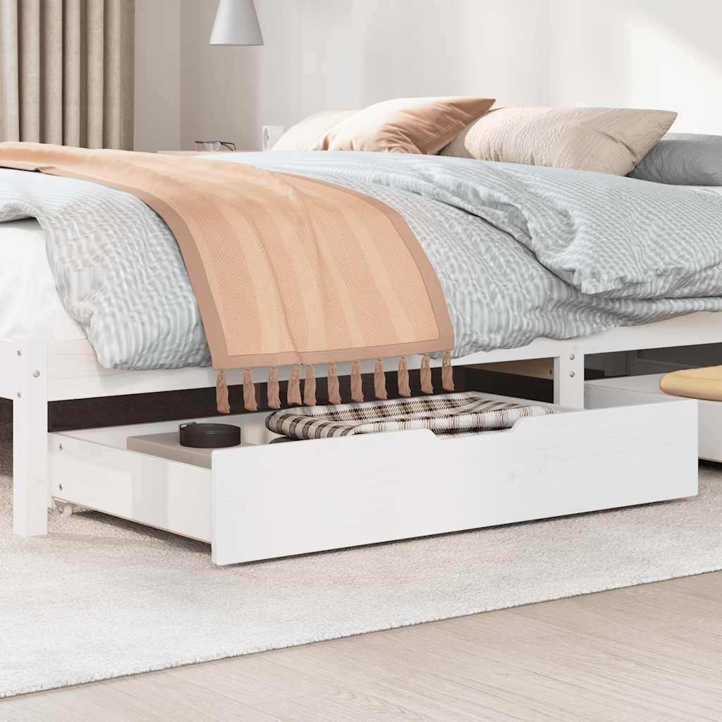 Under-Bed Drawers 2 pcs 95x55x17 cm Solid Wood Pine White 95 x 55 x 16 cm