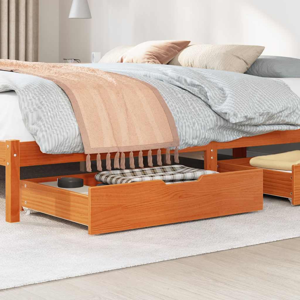 Under-Bed Drawers 2 pcs 95x55x17 cm Solid Wood Pine Wax brown 80 x 55 x 16 cm