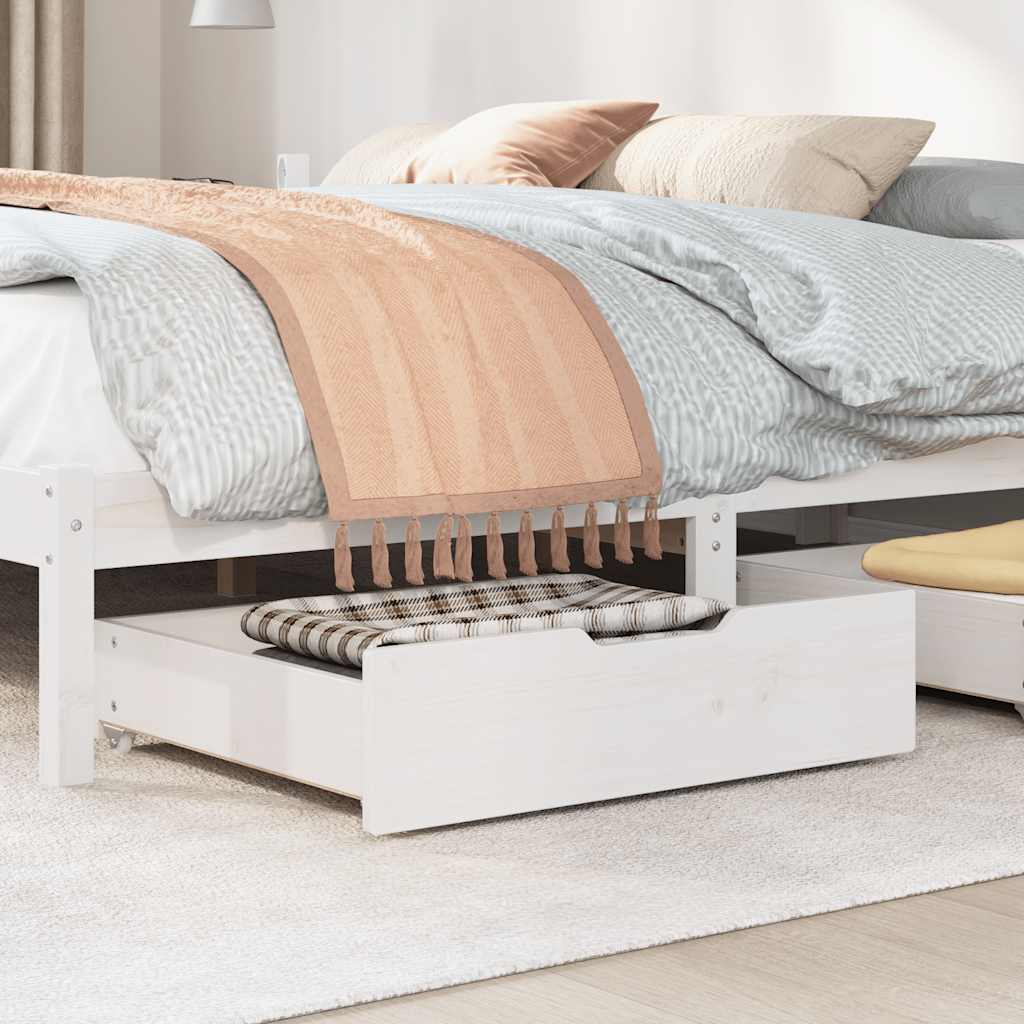 Under-Bed Drawers 2 pcs 95x55x17 cm Solid Wood Pine White 75 x 55 x 16 cm