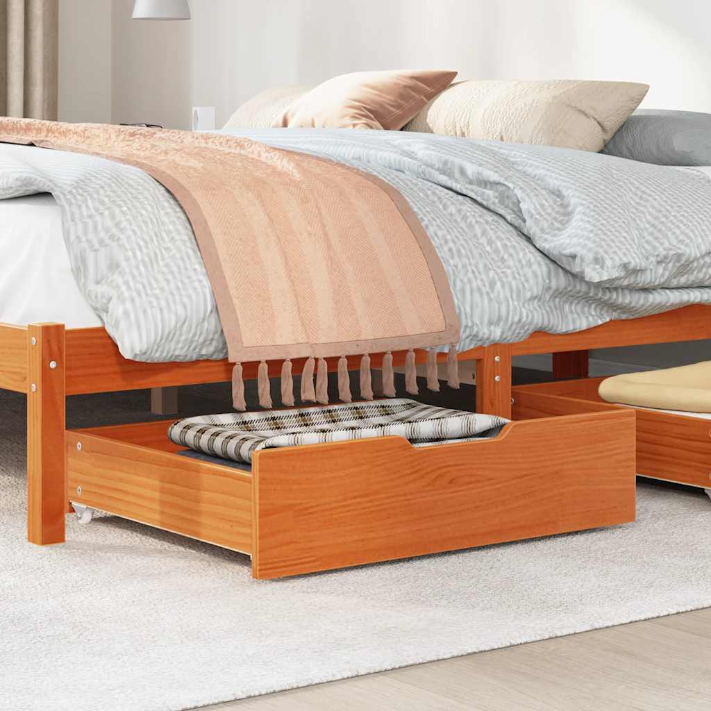 Under-Bed Drawers 2 pcs 95x55x17 cm Solid Wood Pine Wax brown 75 x 55 x 16 cm