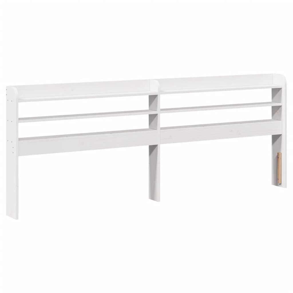 Headboard with Shelves 90 cm Solid Wood Pine White 210 x 16 x 82 cm