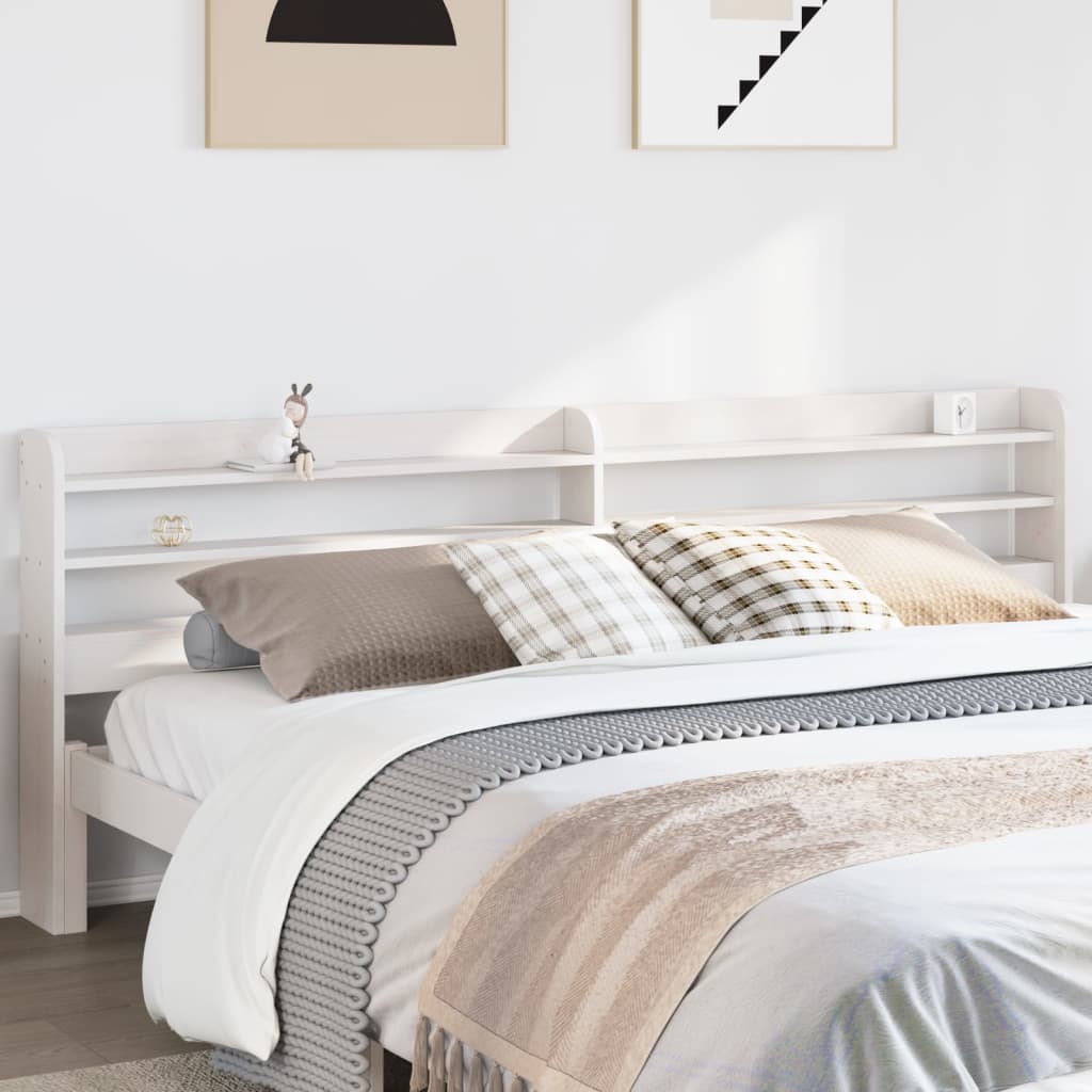 Headboard with Shelves 90 cm Solid Wood Pine White 210 x 16 x 82 cm
