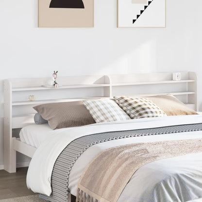 Headboard with Shelves 90 cm Solid Wood Pine White 210 x 16 x 82 cm