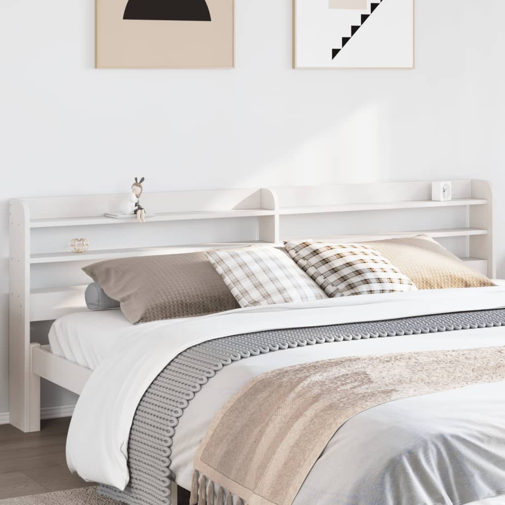 Headboard with Shelves 90 cm Solid Wood Pine White 190 x 16 x 82 cm