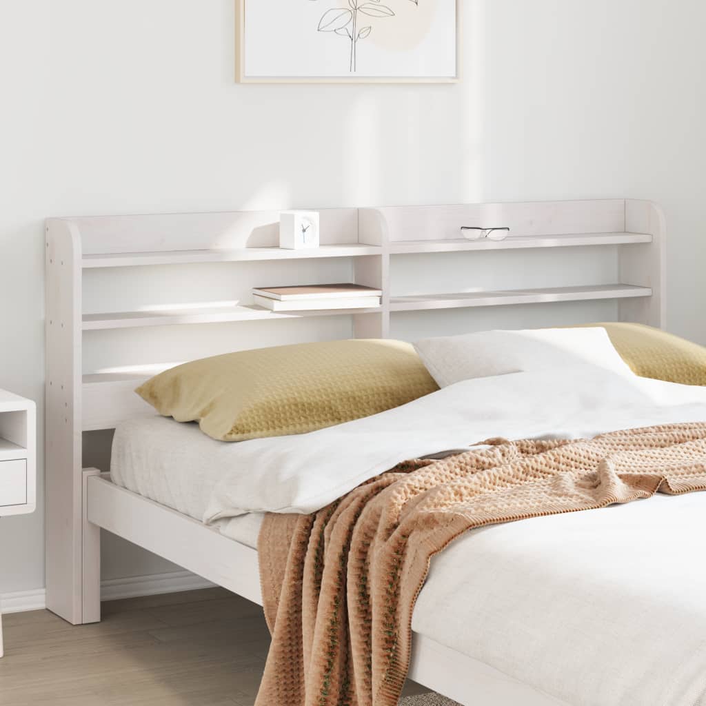 Headboard with Shelves 90 cm Solid Wood Pine White 170 x 16 x 82 cm