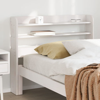 Headboard with Shelves 90 cm Solid Wood Pine White 110 x 16 x 82 cm