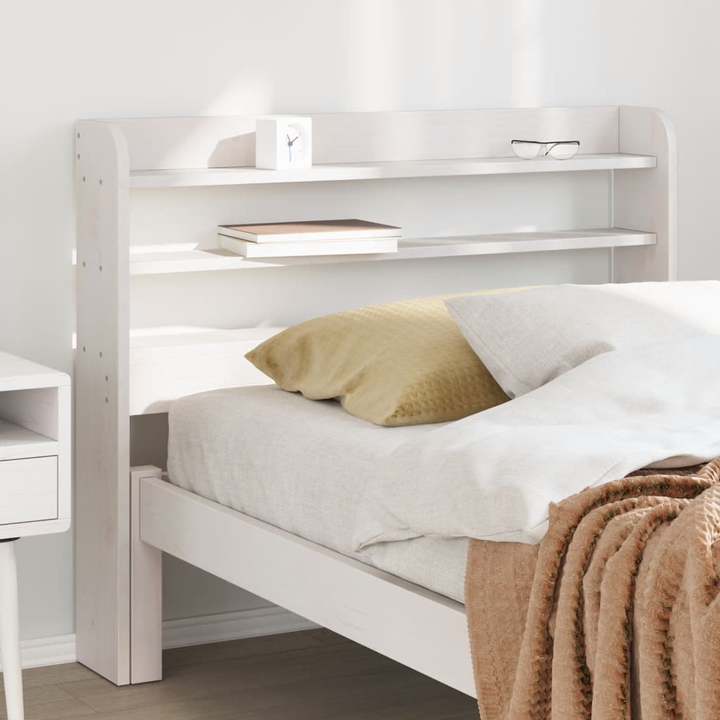 Headboard with Shelves 90 cm Solid Wood Pine White 100 x 16 x 82 cm