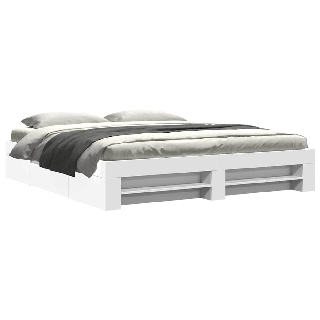 vidaXL Bed Frame without Mattress White 200x200 cm Engineered Wood 2