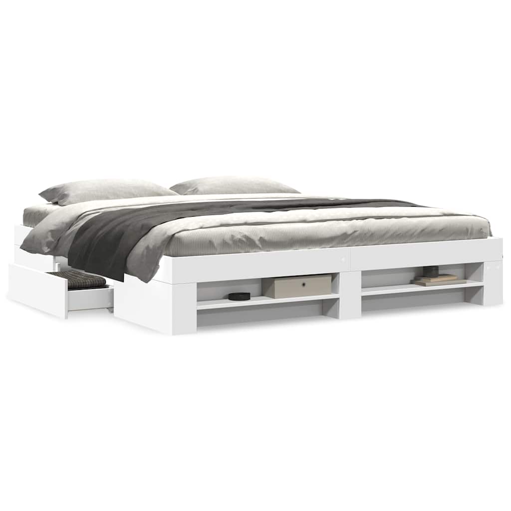 vidaXL Bed Frame without Mattress White 200x200 cm Engineered Wood 4