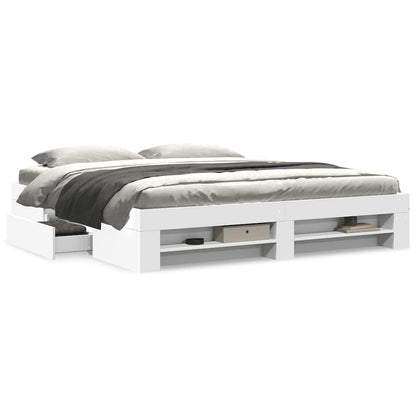 vidaXL Bed Frame without Mattress White 200x200 cm Engineered Wood 4