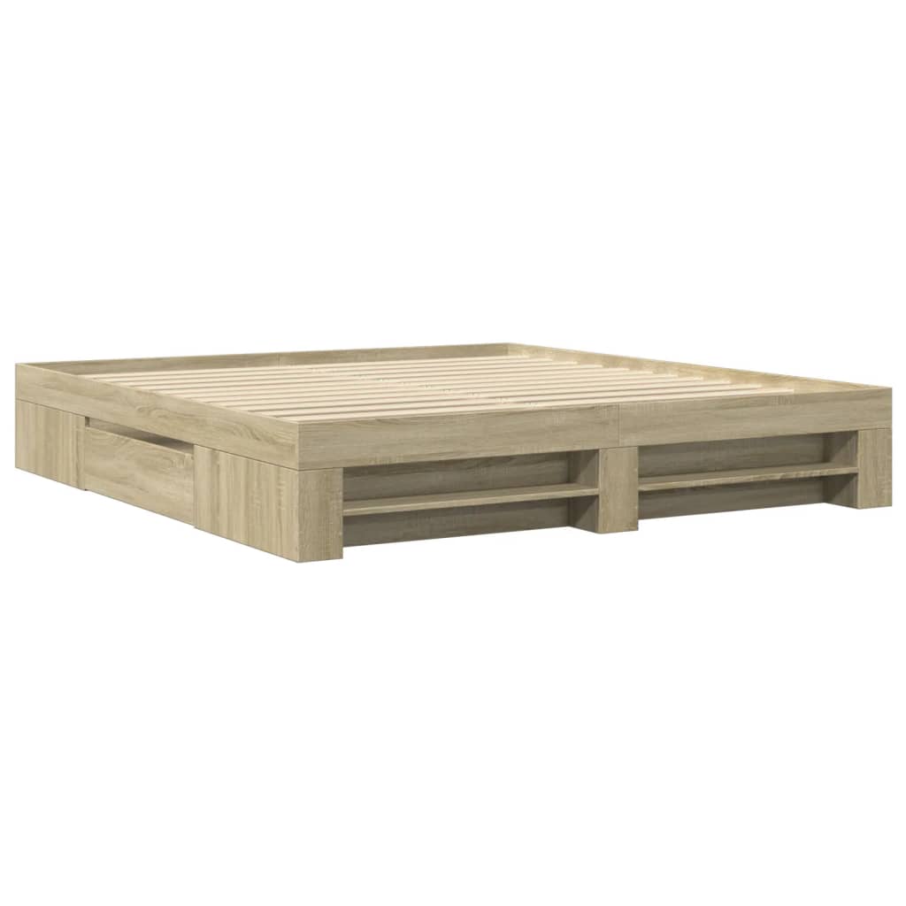 vidaXL Bed Frame without Mattress Sonoma Oak 200x200 cm Engineered Wood 3