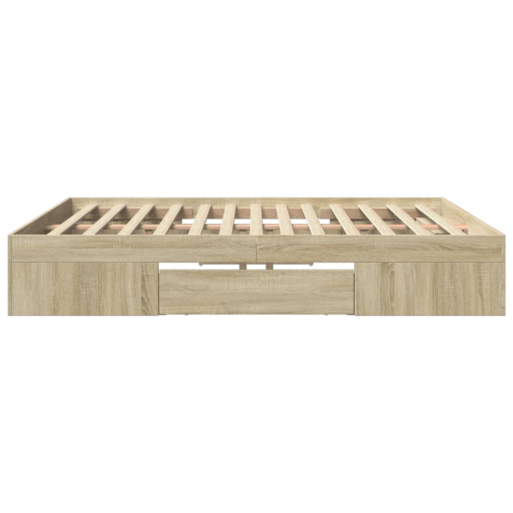 vidaXL Bed Frame without Mattress Sonoma Oak 200x200 cm Engineered Wood 6