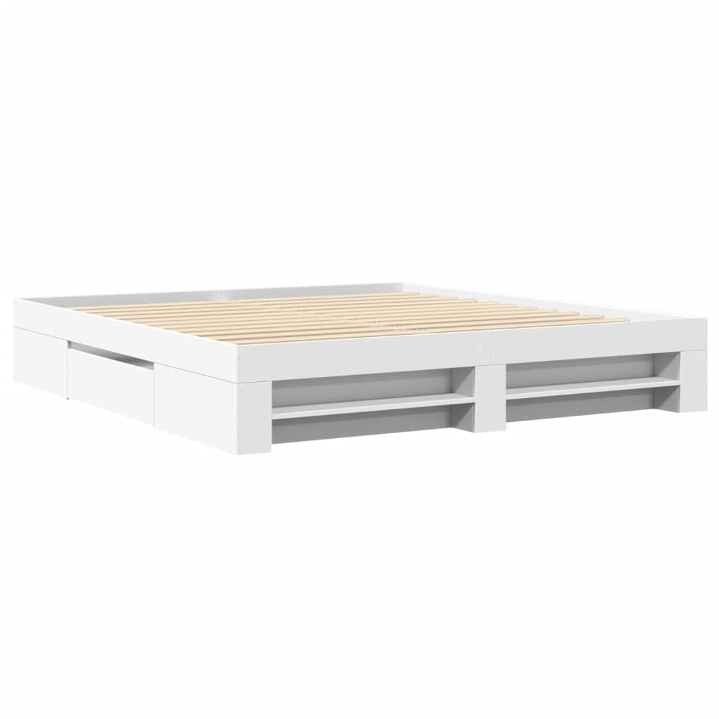 vidaXL Bed Frame without Mattress White 180x200 cm Super King Engineered Wood 3
