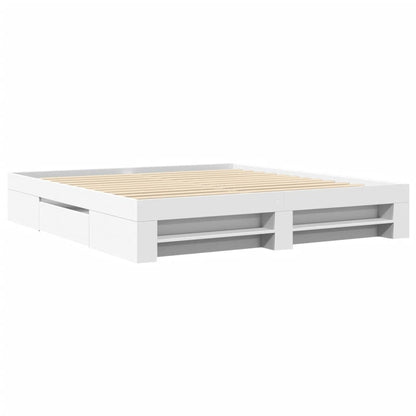 vidaXL Bed Frame without Mattress White 180x200 cm Super King Engineered Wood 3