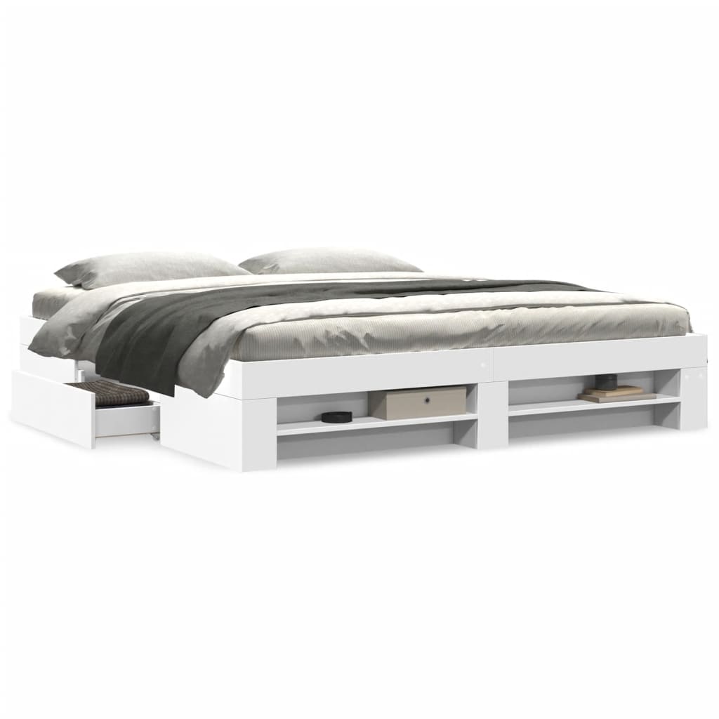 vidaXL Bed Frame without Mattress White 180x200 cm Super King Engineered Wood 4