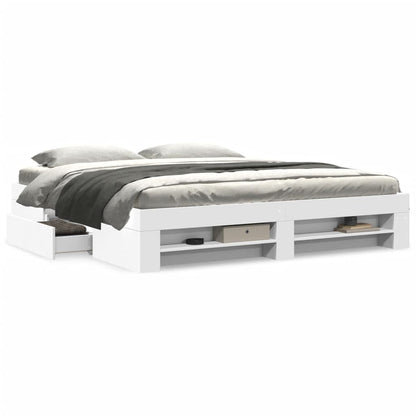vidaXL Bed Frame without Mattress White 180x200 cm Super King Engineered Wood 4