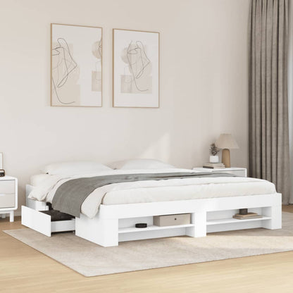 vidaXL Bed Frame without Mattress White 180x200 cm Super King Engineered Wood 1