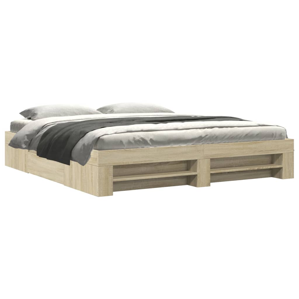 vidaXL Bed Frame without Mattress Sonoma Oak 180x200 cm Super King Engineered Wood 2