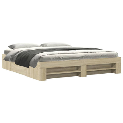 vidaXL Bed Frame without Mattress Sonoma Oak 180x200 cm Super King Engineered Wood 2