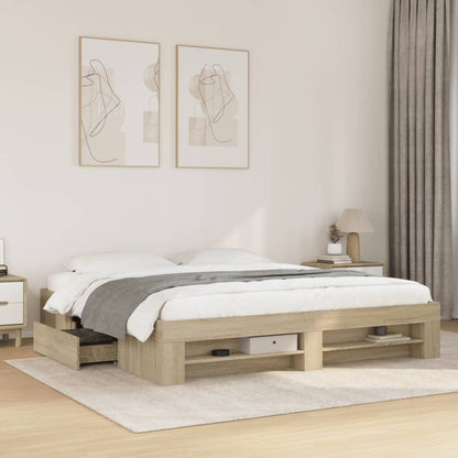 vidaXL Bed Frame without Mattress Sonoma Oak 180x200 cm Super King Engineered Wood 1