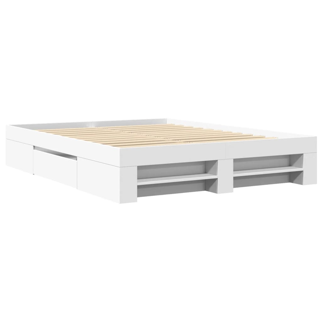 vidaXL Bed Frame without Mattress White 160x200 cm Engineered Wood 3