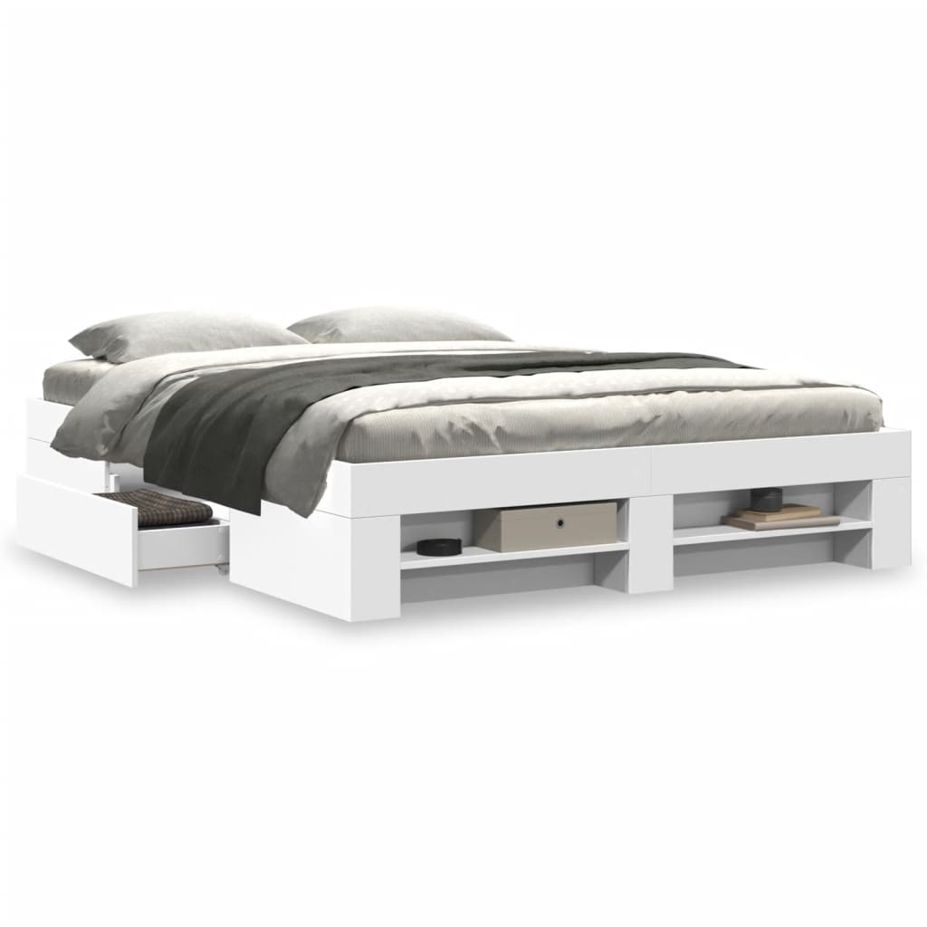 vidaXL Bed Frame without Mattress White 160x200 cm Engineered Wood 4