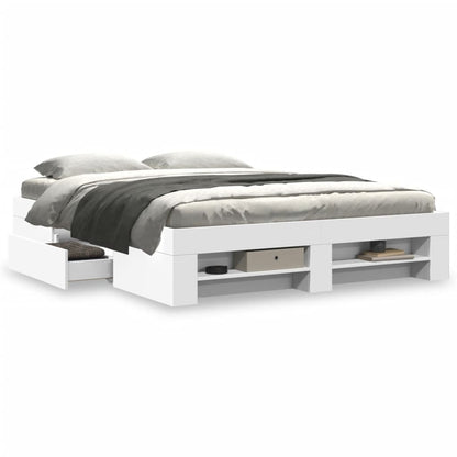 vidaXL Bed Frame without Mattress White 160x200 cm Engineered Wood 4