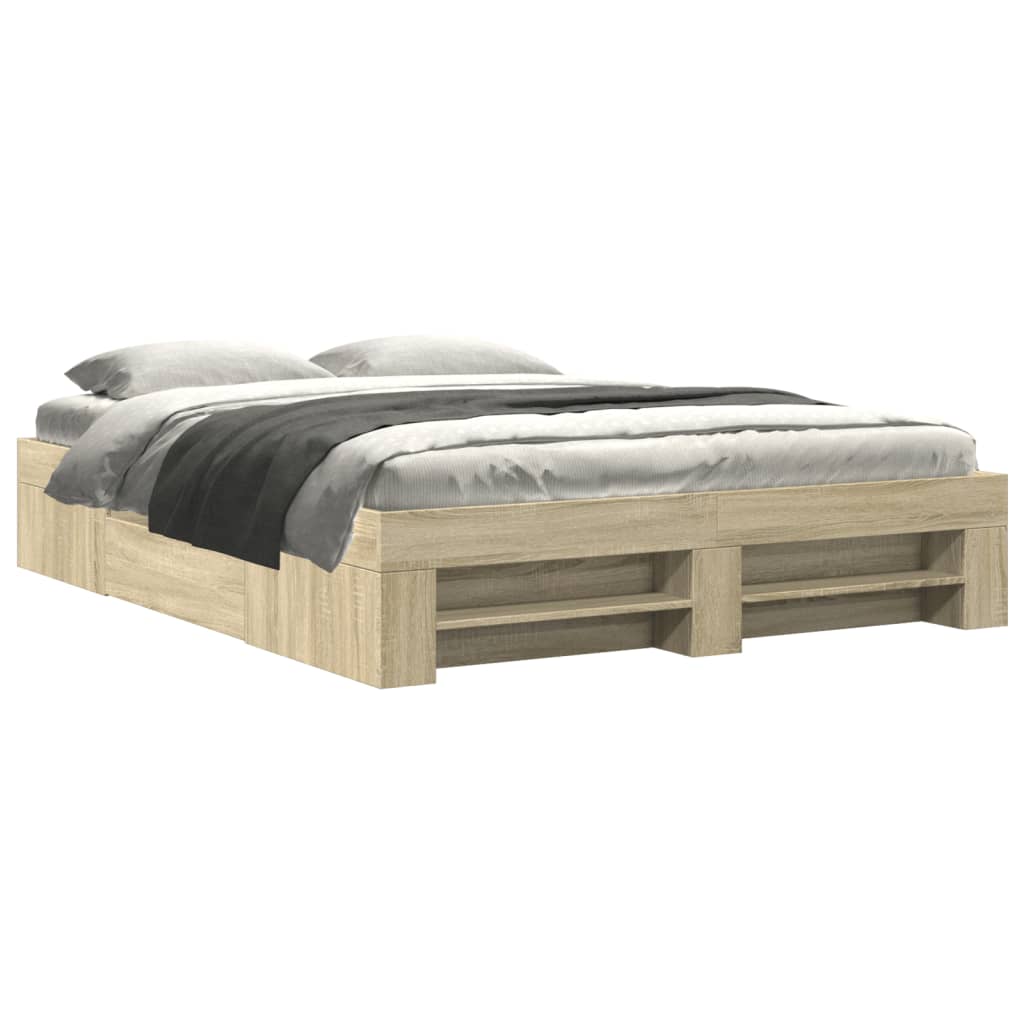 vidaXL Bed Frame without Mattress Sonoma Oak 160x200 cm Engineered Wood 2