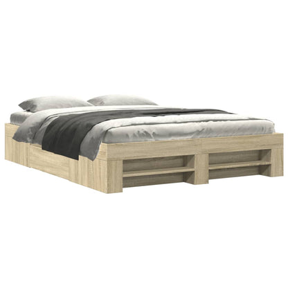 vidaXL Bed Frame without Mattress Sonoma Oak 160x200 cm Engineered Wood 2