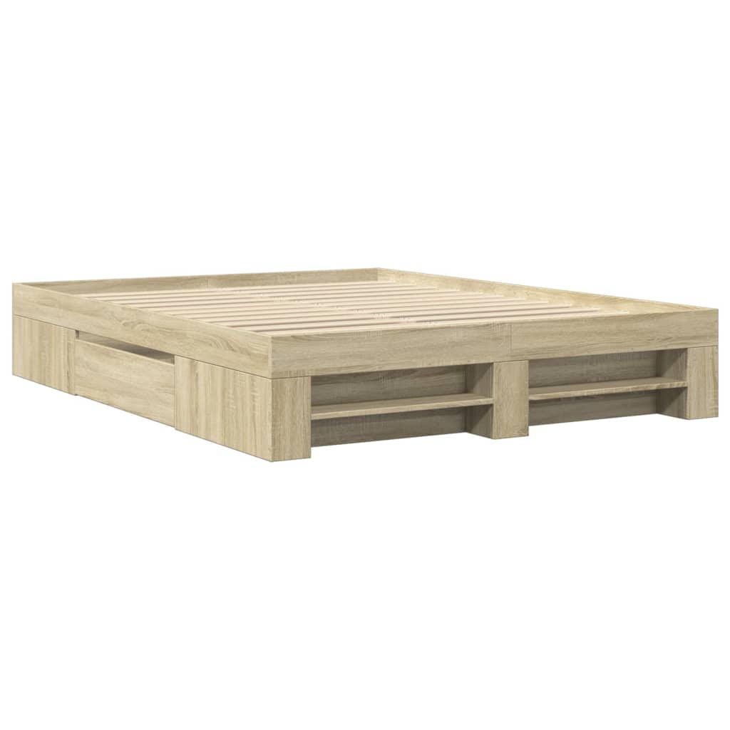 vidaXL Bed Frame without Mattress Sonoma Oak 160x200 cm Engineered Wood 3