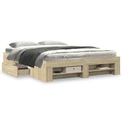 vidaXL Bed Frame without Mattress Sonoma Oak 160x200 cm Engineered Wood 4