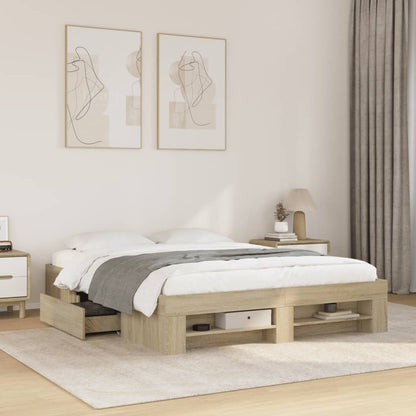 vidaXL Bed Frame without Mattress Sonoma Oak 160x200 cm Engineered Wood 1