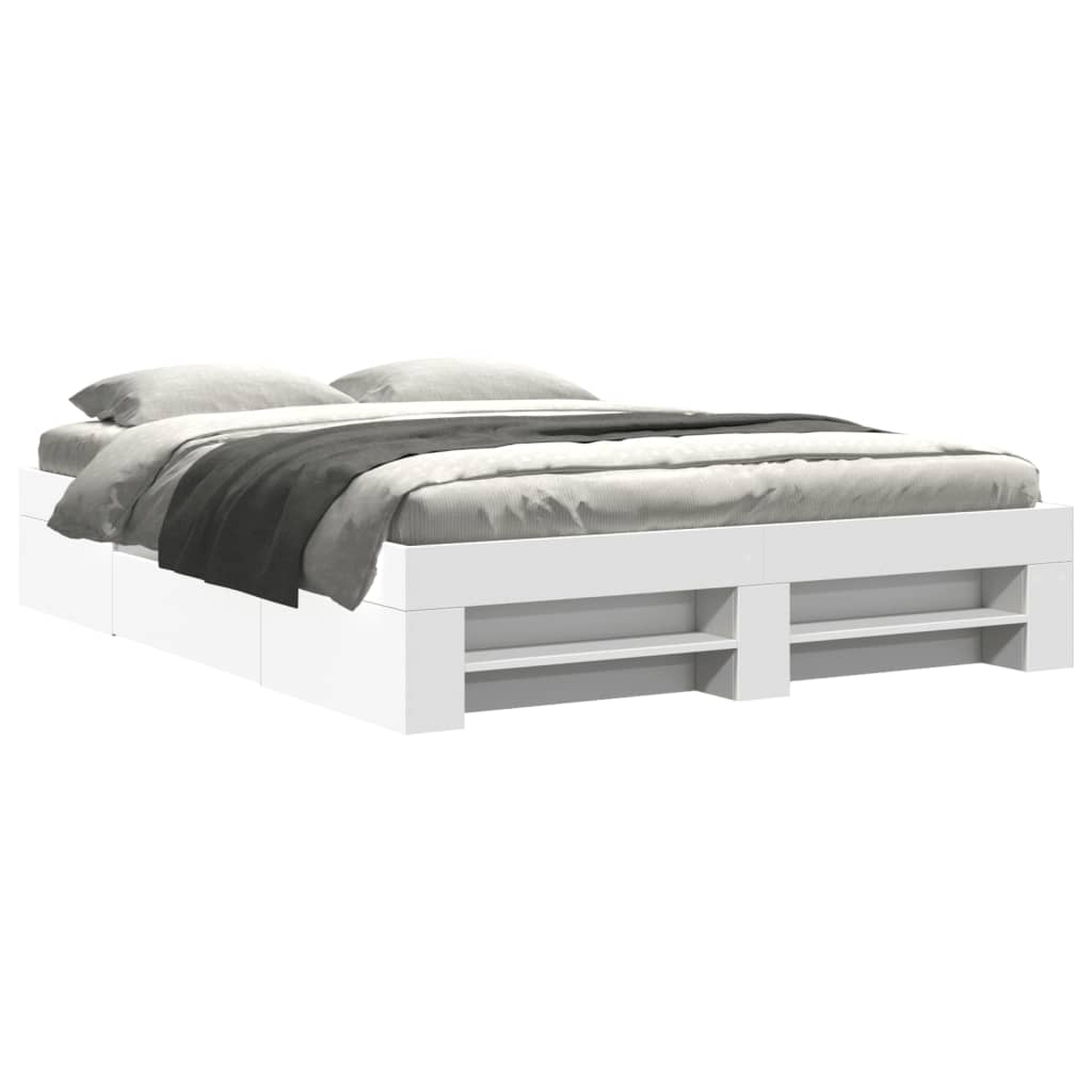vidaXL Bed Frame without Mattress White 150x200 cm King Size Engineered Wood 2