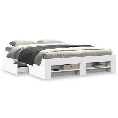 vidaXL Bed Frame without Mattress White 150x200 cm King Size Engineered Wood 4