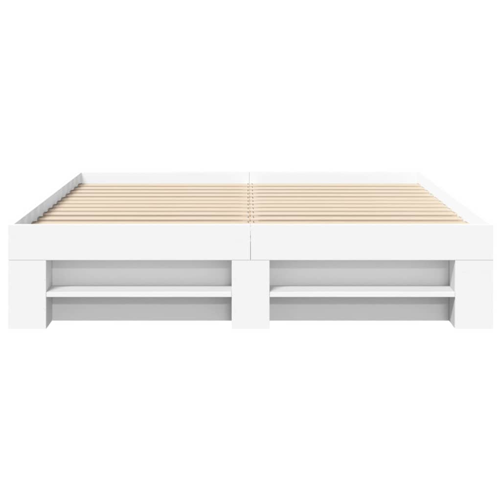 vidaXL Bed Frame without Mattress White 150x200 cm King Size Engineered Wood 5