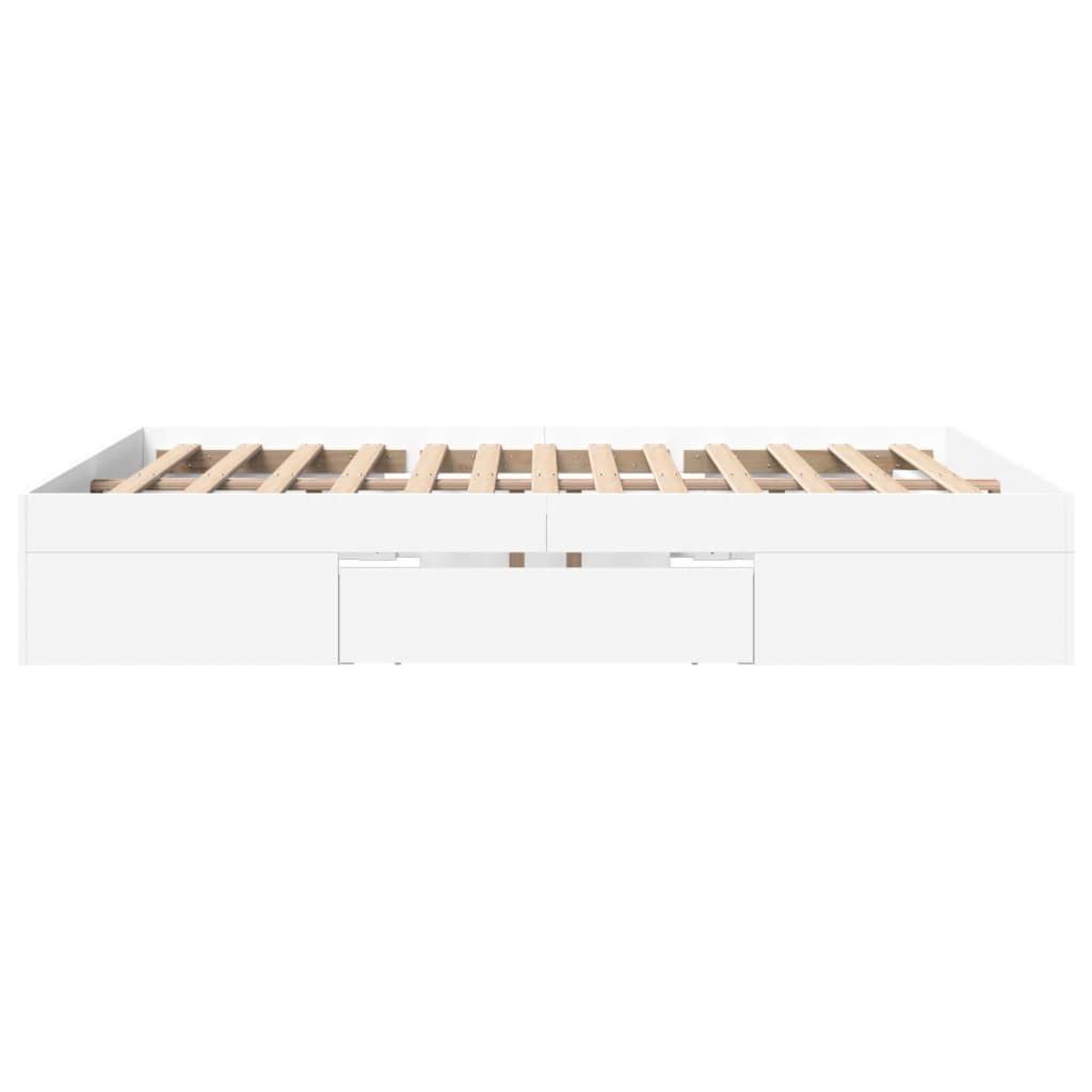 vidaXL Bed Frame without Mattress White 150x200 cm King Size Engineered Wood 6