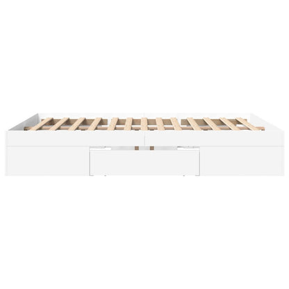 vidaXL Bed Frame without Mattress White 150x200 cm King Size Engineered Wood 6