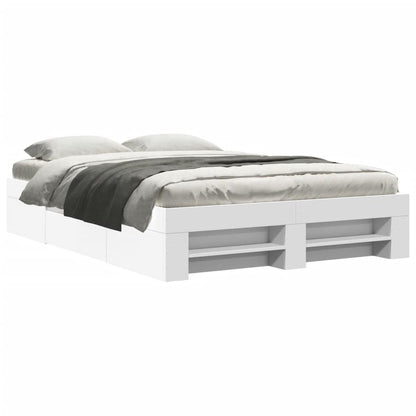 vidaXL Bed Frame without Mattress White 140x200 cm Engineered Wood 2