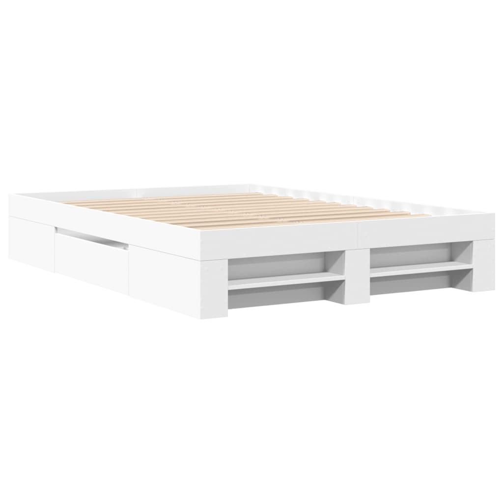 vidaXL Bed Frame without Mattress White 140x200 cm Engineered Wood 3