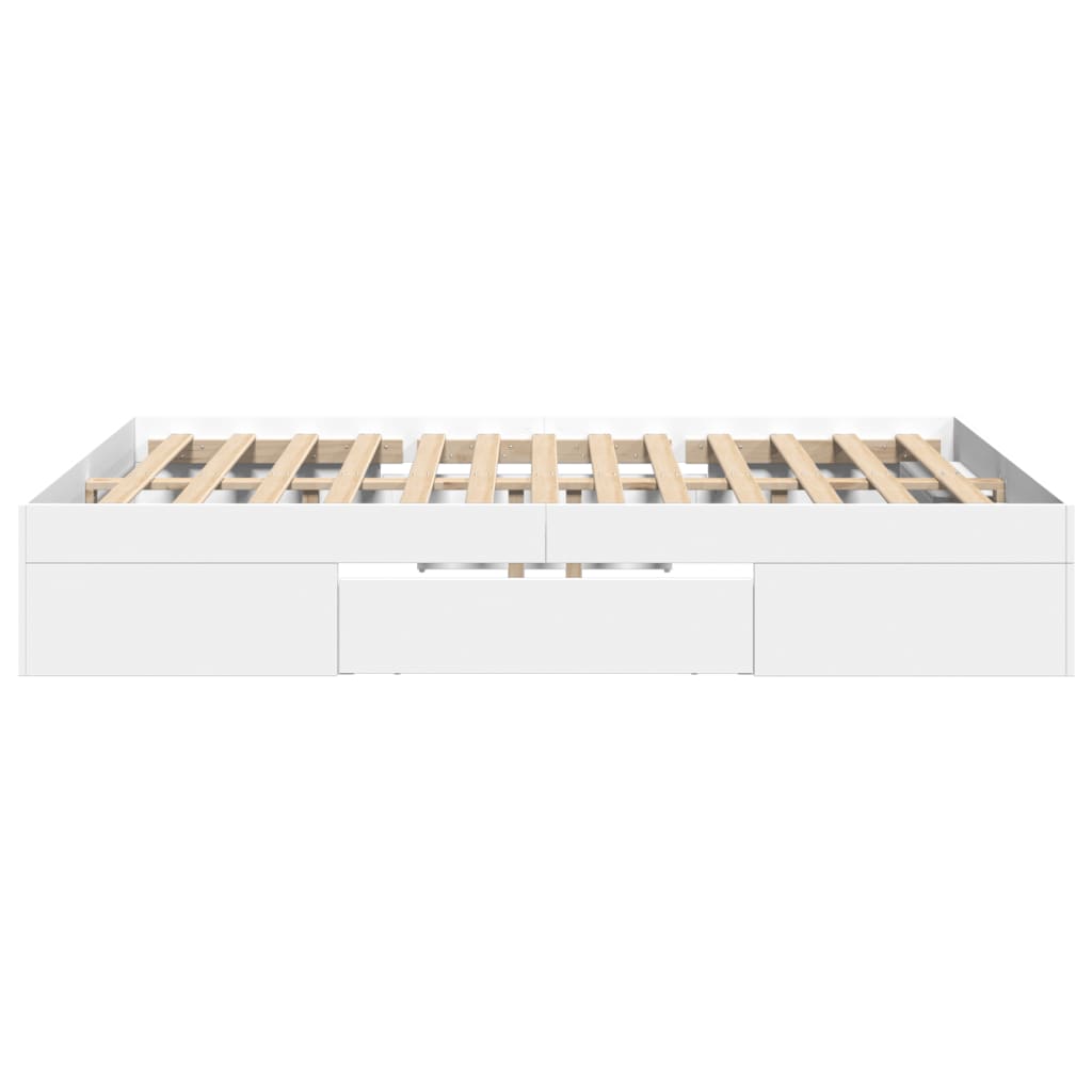 vidaXL Bed Frame without Mattress White 140x200 cm Engineered Wood 6