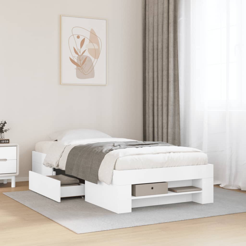 vidaXL Bed Frame without Mattress Engineered Wood Length 200 cm White
