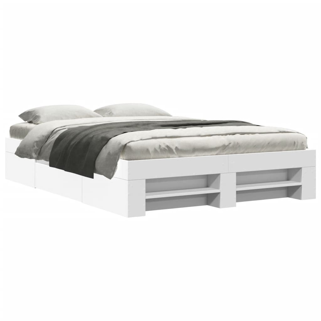 vidaXL Bed Frame without Mattress White 140x190 cm Engineered Wood 2