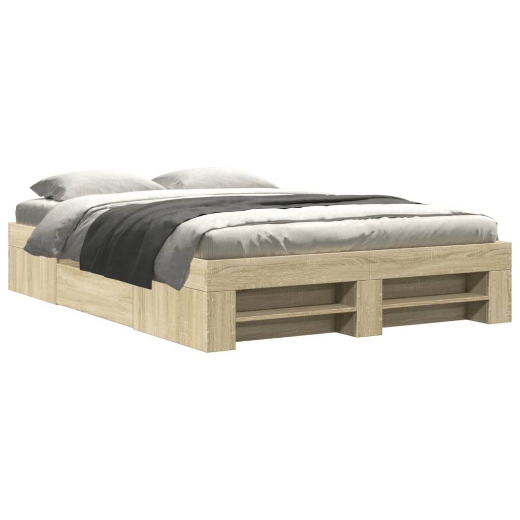 vidaXL Bed Frame without Mattress Sonoma Oak 120x190cm Engineered Wood 2