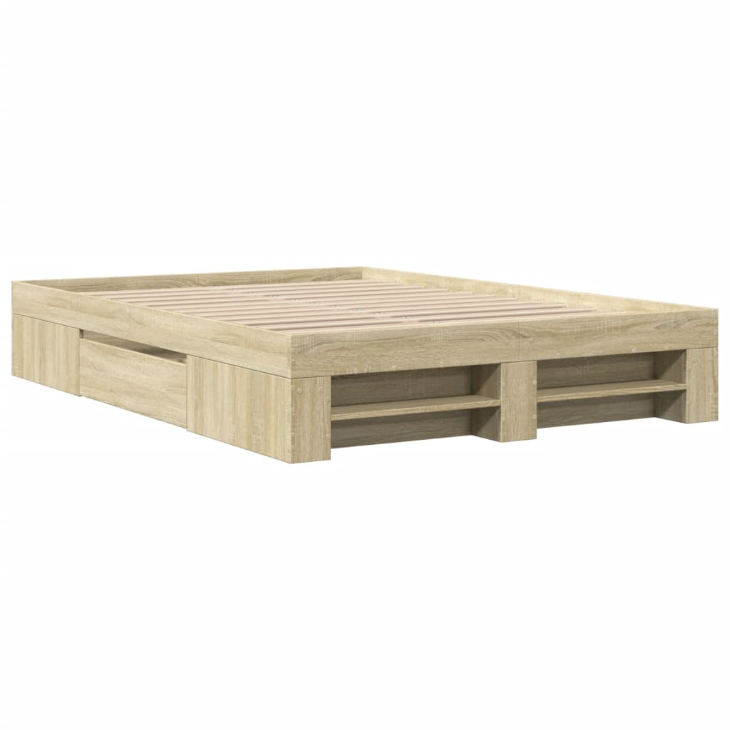 vidaXL Bed Frame without Mattress Sonoma Oak 120x190cm Engineered Wood 3