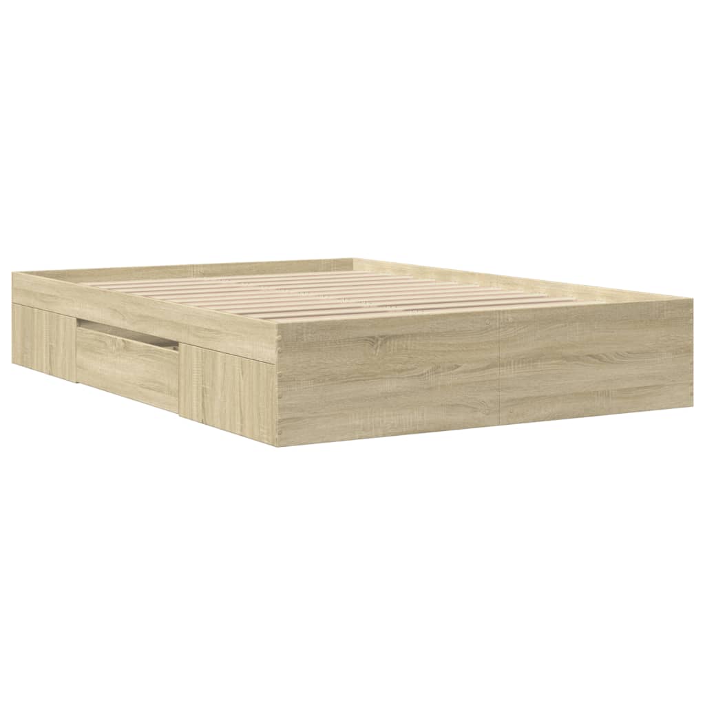 vidaXL Bed Frame without Mattress Sonoma Oak 120x190cm Engineered Wood 5