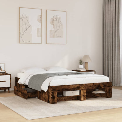 Bed Frame without Mattress 120x190cm Engineered Wood Smoked oak
