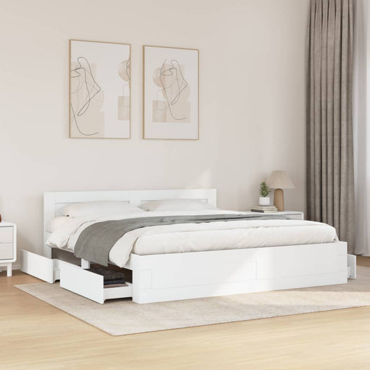 vidaXL Bed Frame with Headboard without Mattress White 200x200 cm 1