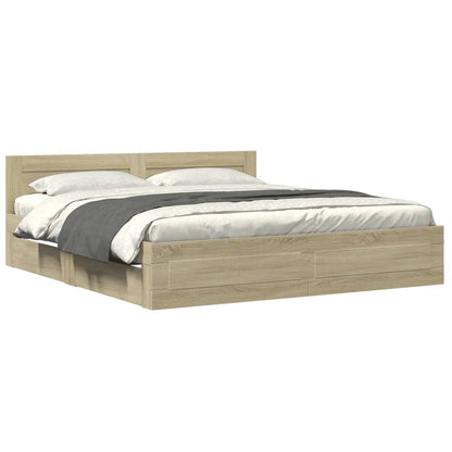 vidaXL Bed Frame with Headboard without Mattress Sonoma Oak 200x200 cm 2