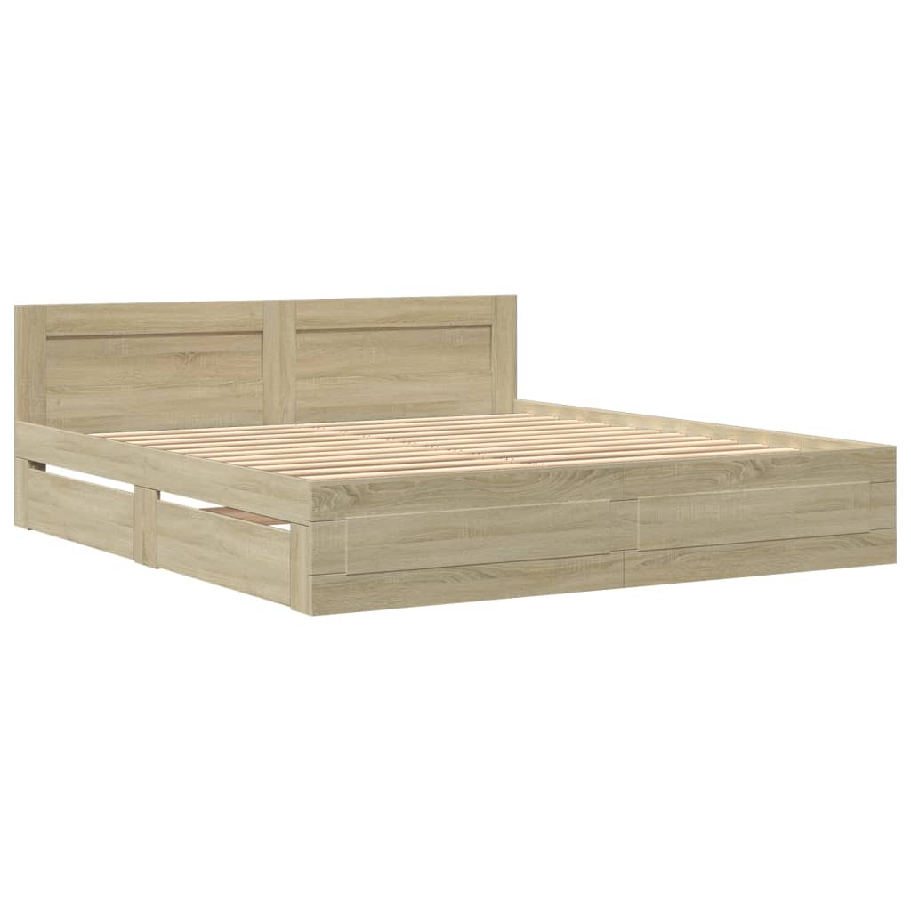 vidaXL Bed Frame with Headboard without Mattress Sonoma Oak 200x200 cm 3